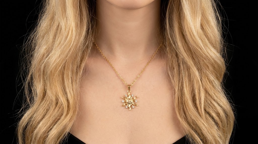 KTOfficial: 24 Karats CZ Sun Pendant Necklace