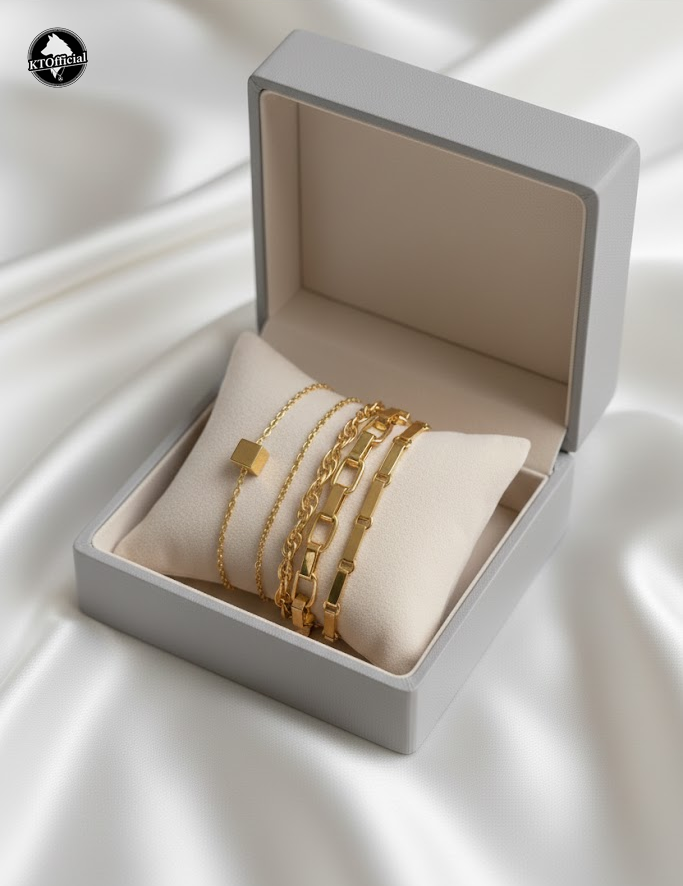 KTOfficial: The Cube Stack – 4-Piece Adjustable Modern Minimalist Bracelet Set