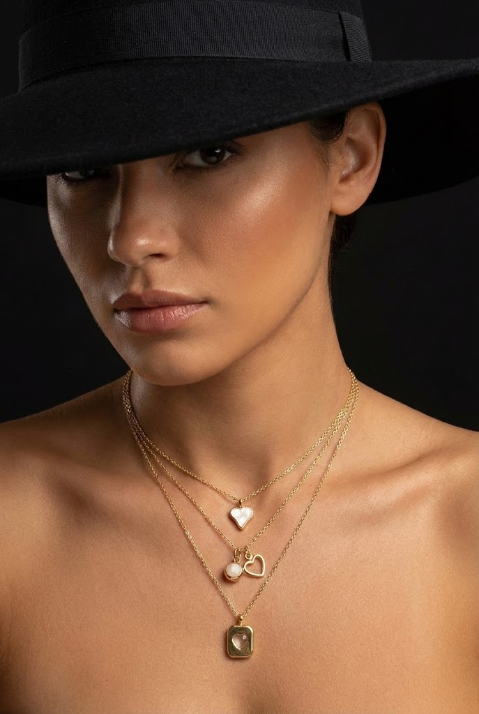 KTOfficial: 3 Piece Heart Charm Necklace Set for Women Elegant Layered Jewelry