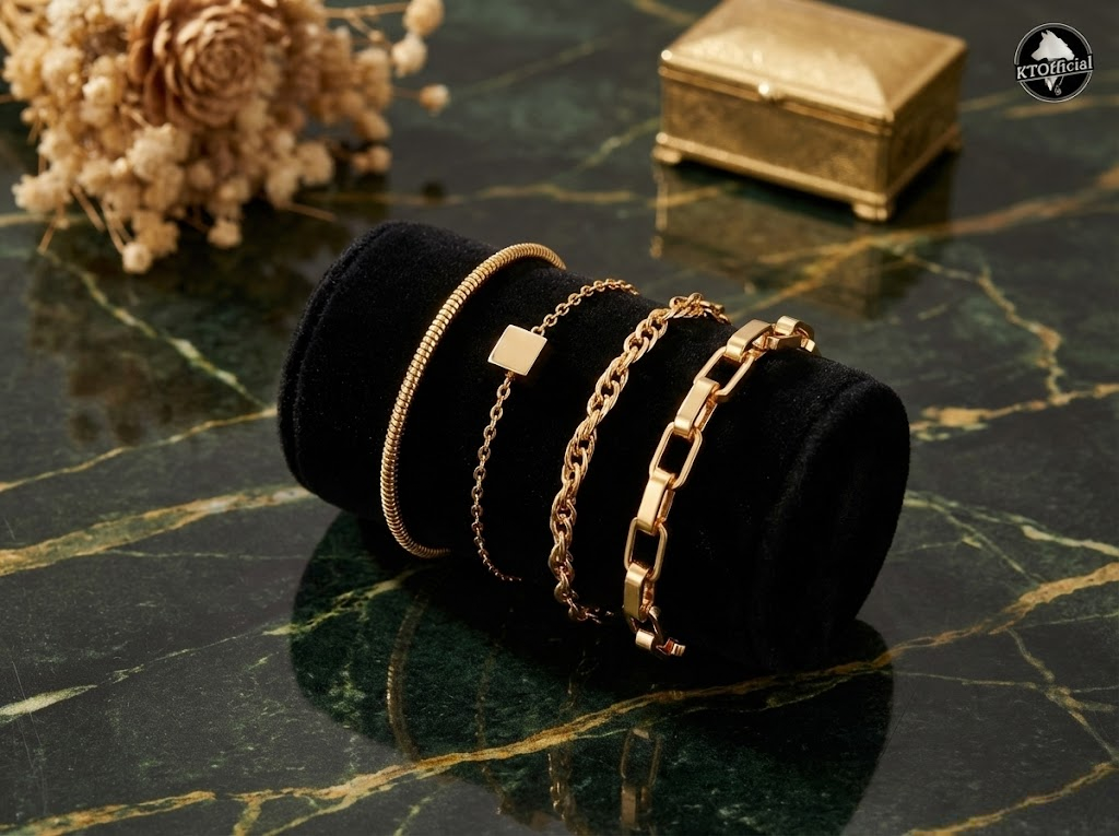 KTOfficial: The Cube Stack – 4-Piece Adjustable Modern Minimalist Bracelet Set