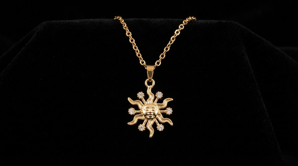 KTOfficial: 24 Karats CZ Sun Pendant Necklace