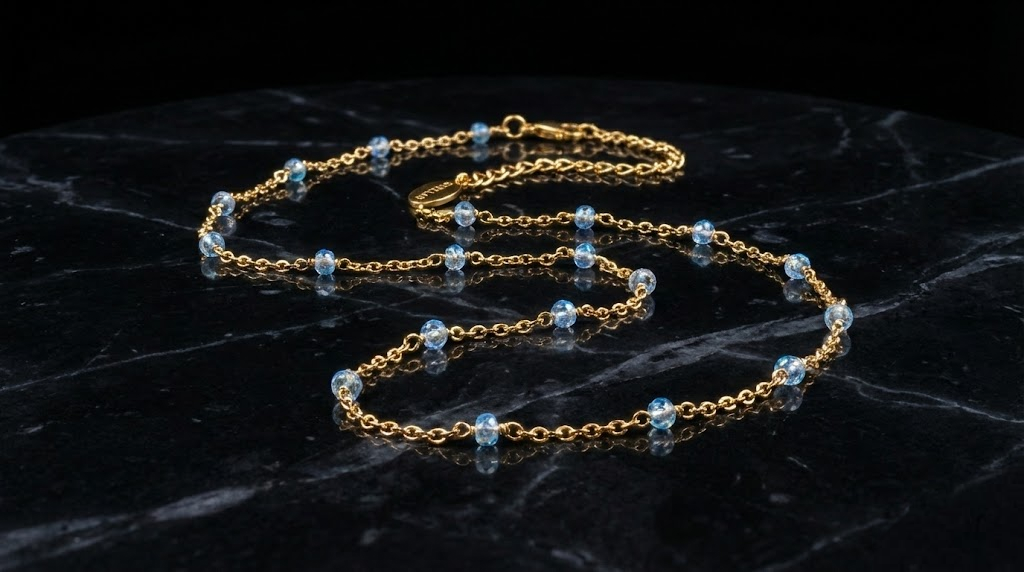 KTOfficial: 18 Karats Chrome Glass Crystals Chain Choker