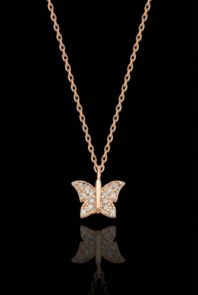 KTOfficial: 925 Sterling Silver Rose Gold Butterfly Necklace Women Pendant Jewelry