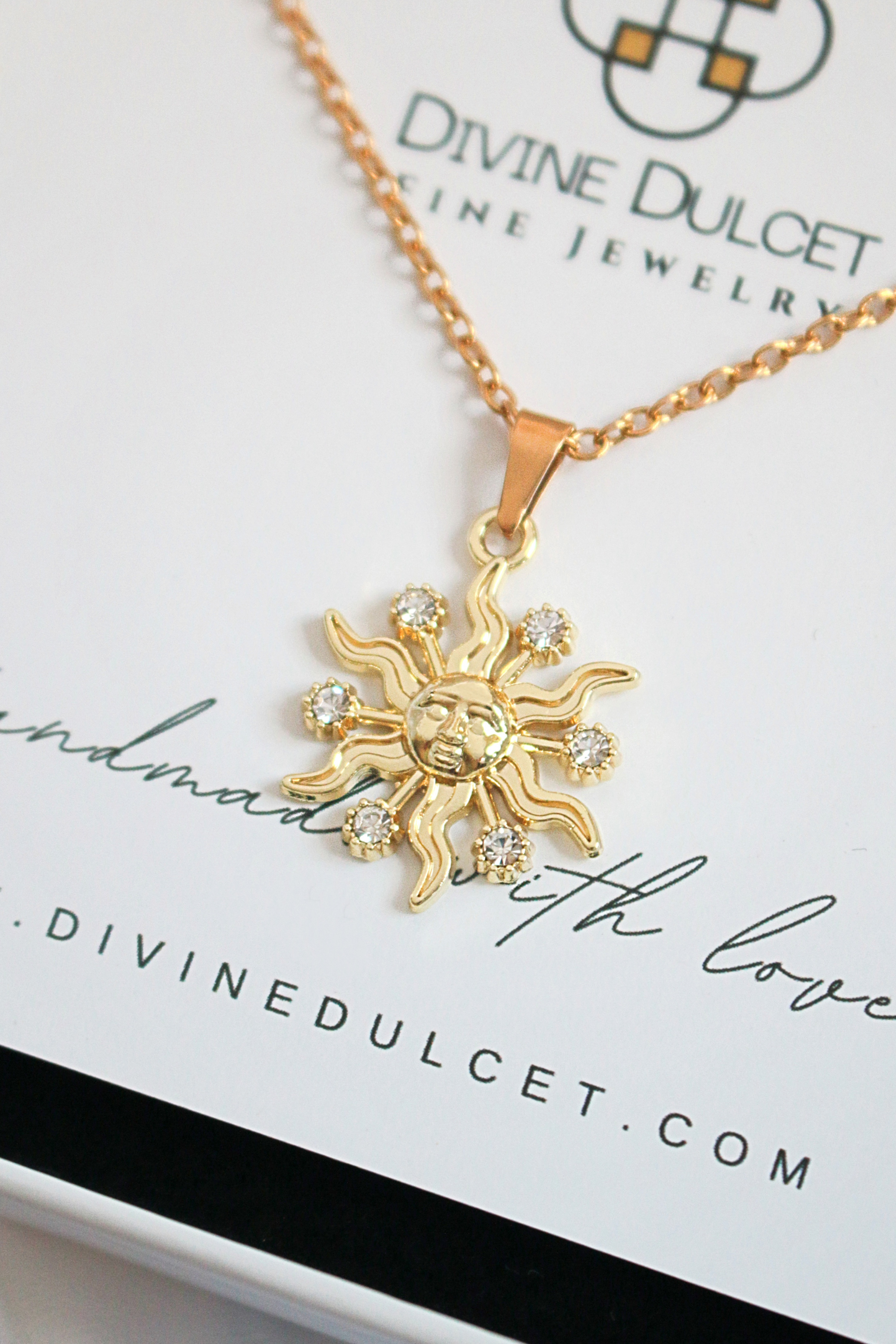 KTOfficial: 24 Karats CZ Sun Pendant Necklace
