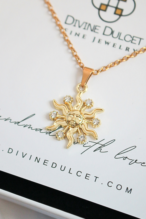 KTOfficial: 24 Karats CZ Sun Pendant Necklace