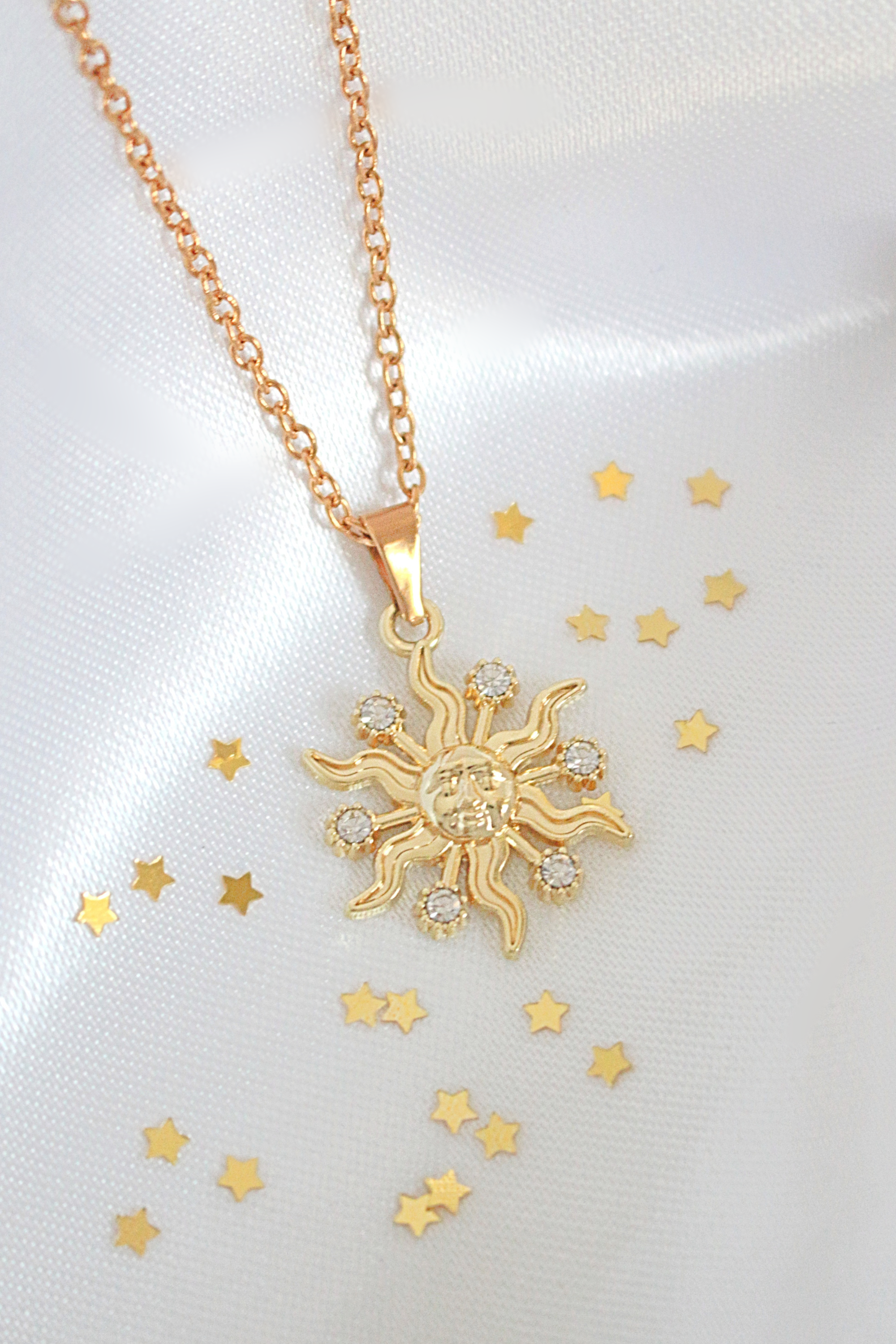 KTOfficial: 24 Karats CZ Sun Pendant Necklace